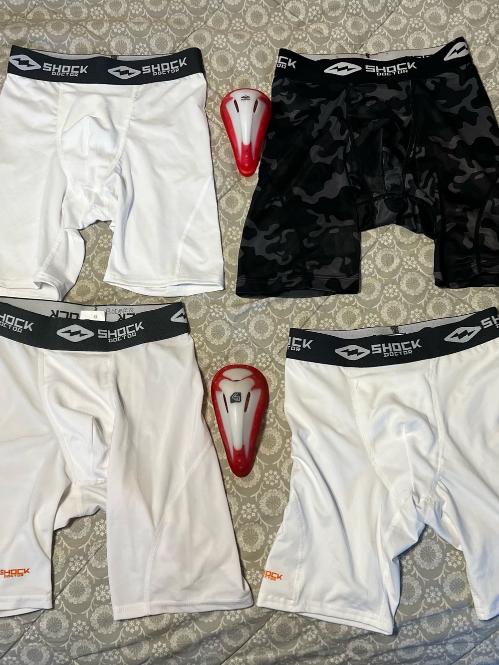 Shock Doctor Compression Shorts Boys Large Lot of 4 w/ Cup Pockets